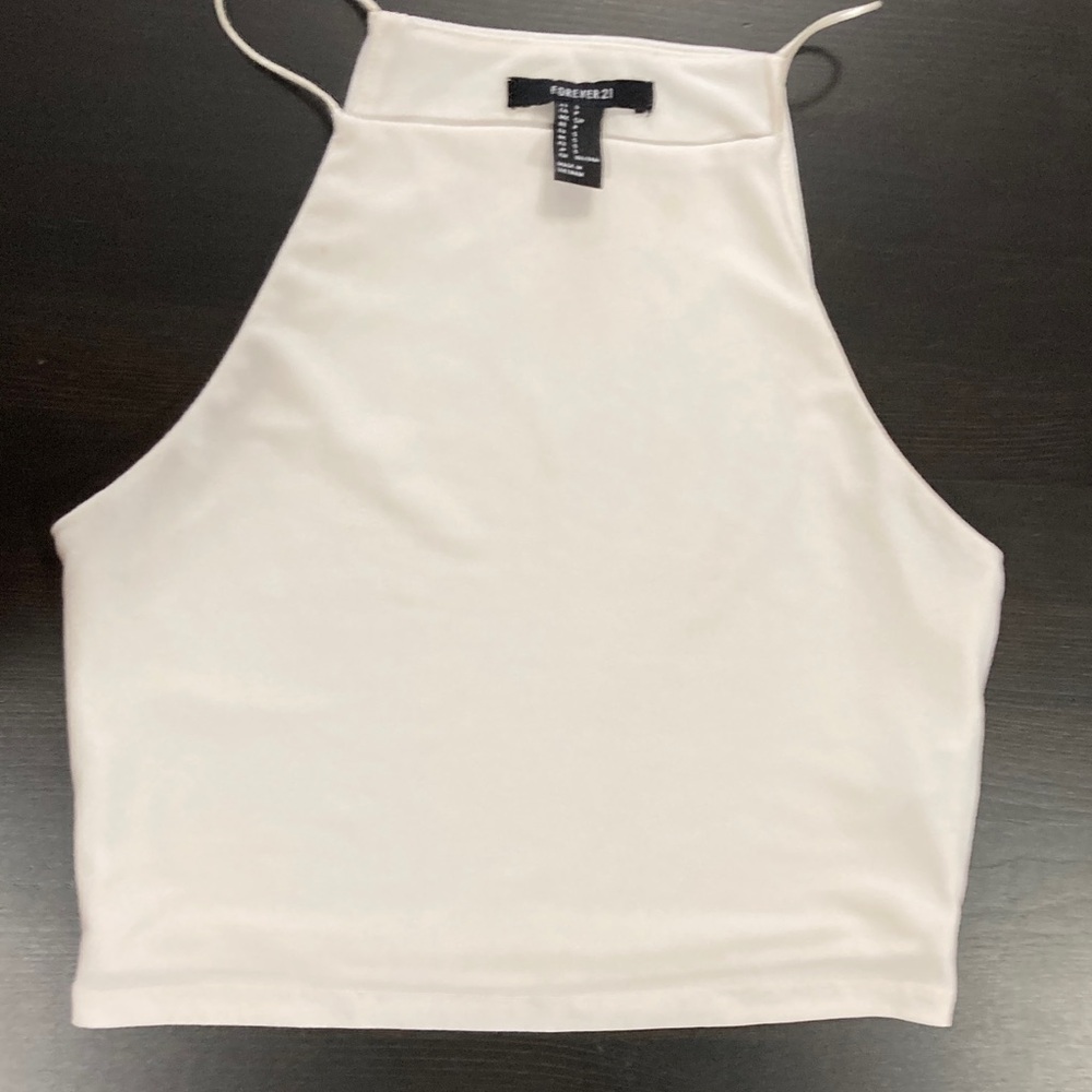 Forever 21 Cream Halter Crop Top
